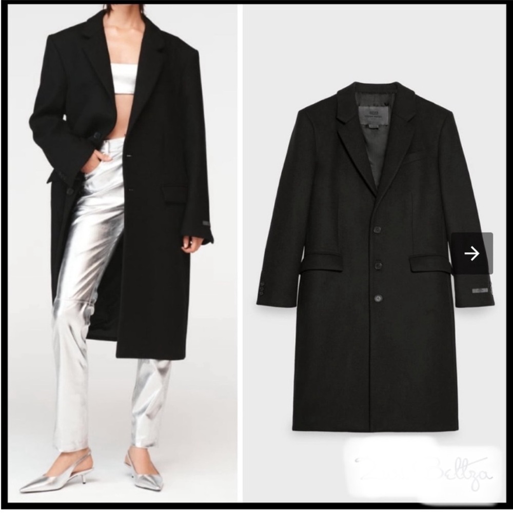 $350 Zara Black Oversized wool blend Coat Jacket STEVEN MEISEL Limited Ed XS NWT
